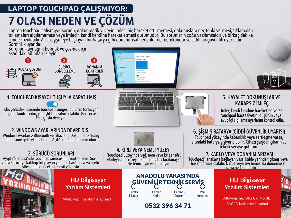 Laptop Touchpad Çalışmıyor: 7 Olası Neden ve Çözüm